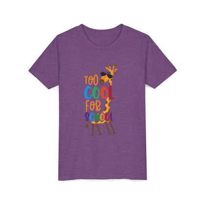 Youth Short Sleeve Tee, 'Too Cool for School' Kids T-shirt, Perfect for Back to School, Casual Wear