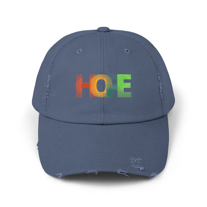 Unisex Distressed Cap with 'HOPE' Design - Trendy Adjustable Hat for Everyday Wear