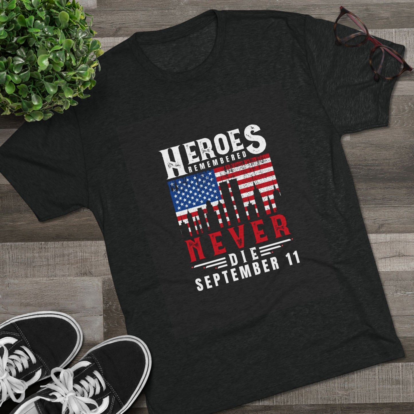 Heroes Remembered 9/11 Unisex Crew Tee, Patriot Tee, Memorial Shirt