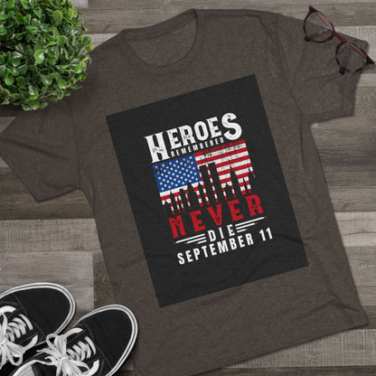 Heroes Remembered 9/11 Unisex Crew Tee, Patriot Tee, Memorial Shirt