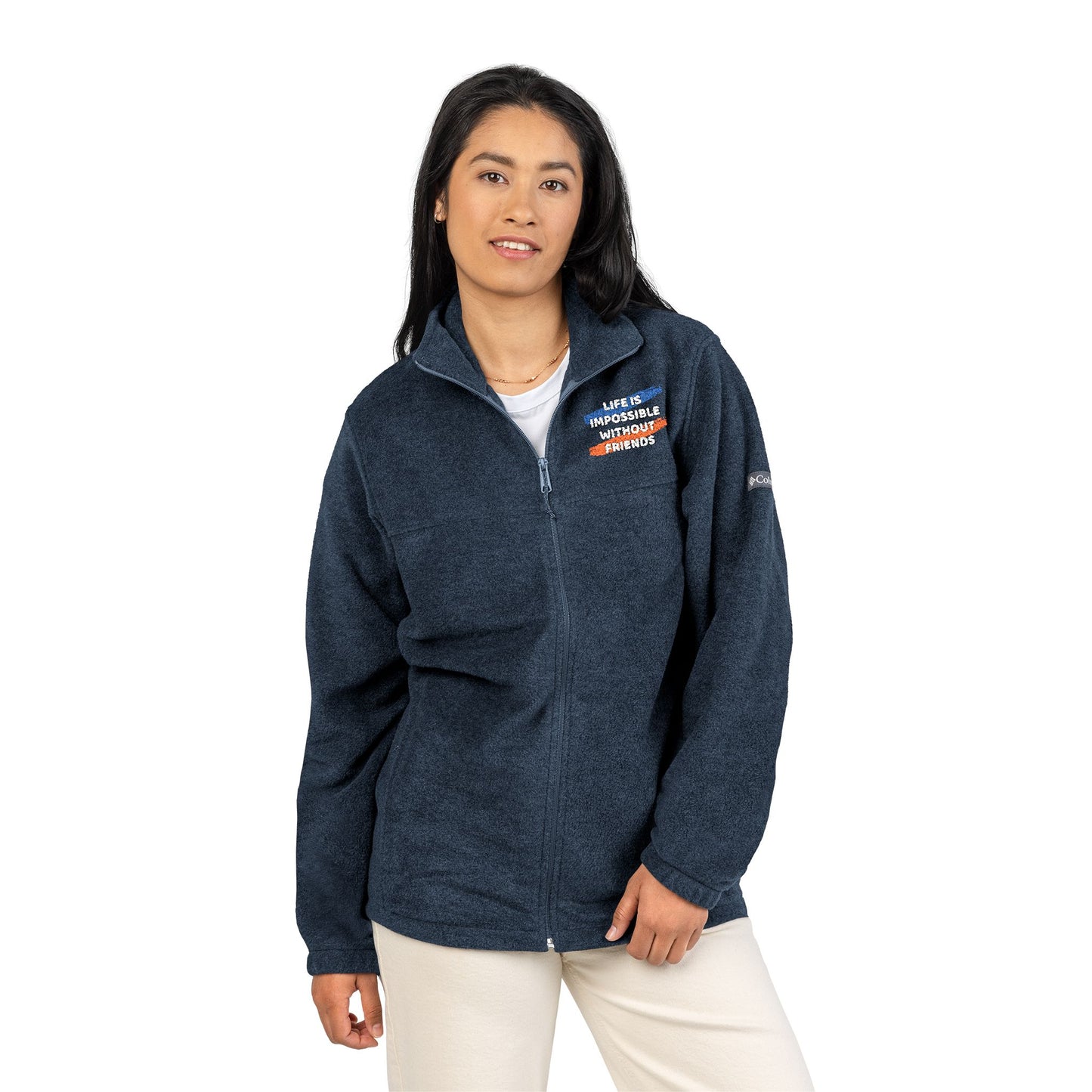 Cozy Embroidered Fleece Jacket| Perfect Gift for Holidays, Unisex Warm Jacket Printify