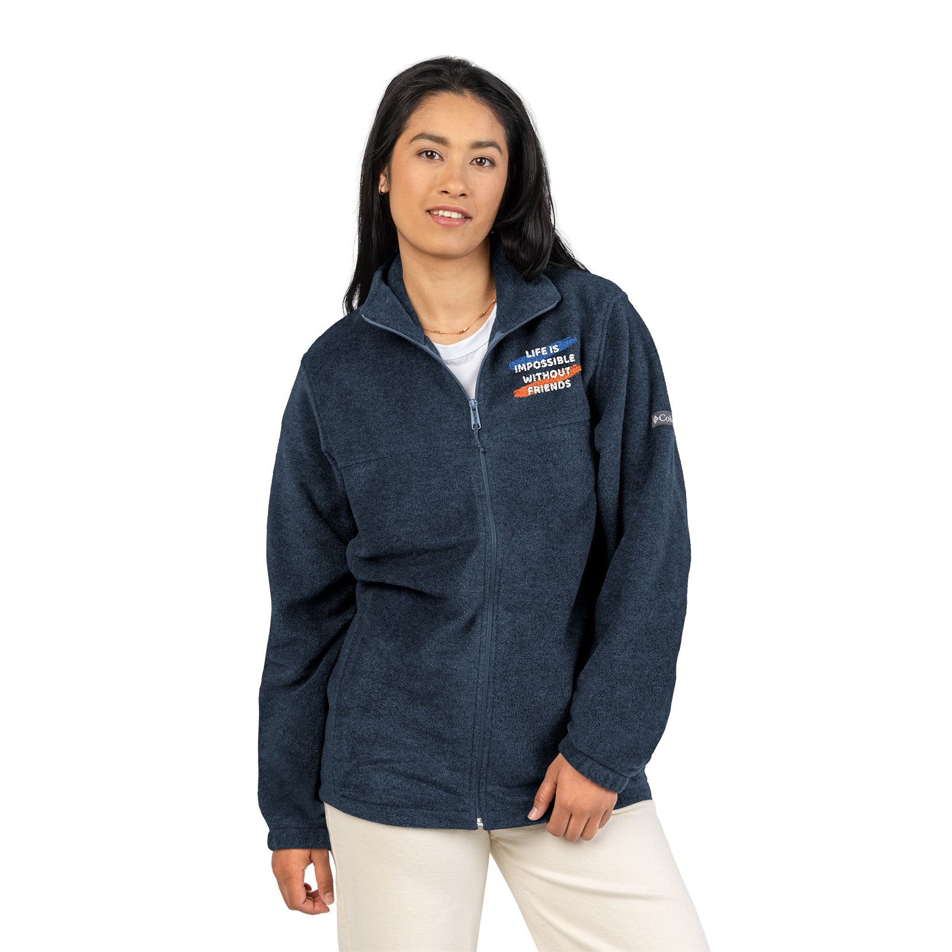 Cozy Embroidered Fleece Jacket| Perfect Gift for Holidays, Unisex Warm Jacket Printify