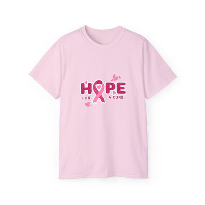 Hope for a Cure Tee, Breast Cancer Awareness Shirt, Cotton T-Shirt