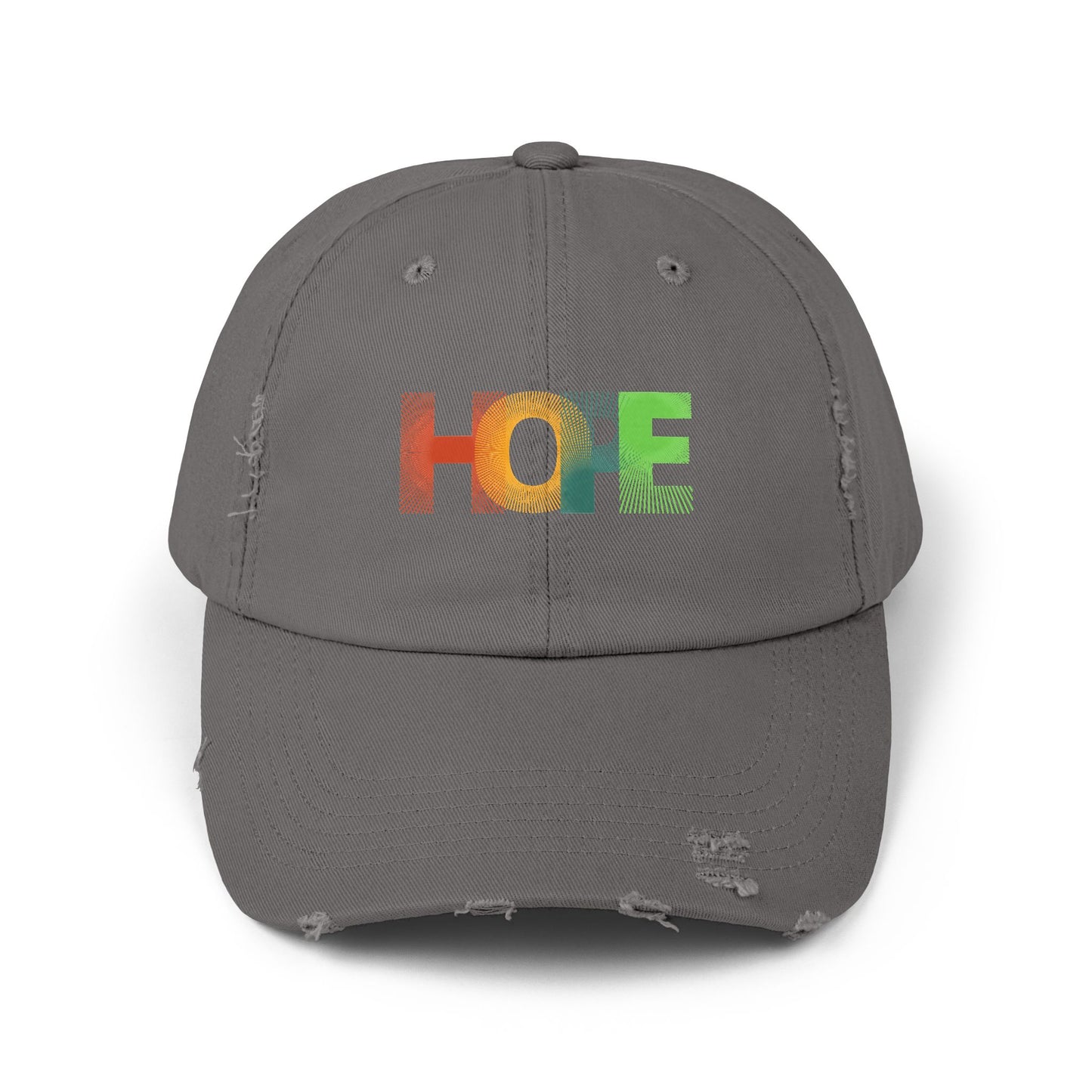 Unisex Distressed Cap with 'HOPE' Design - Trendy Adjustable Hat for Everyday Wear