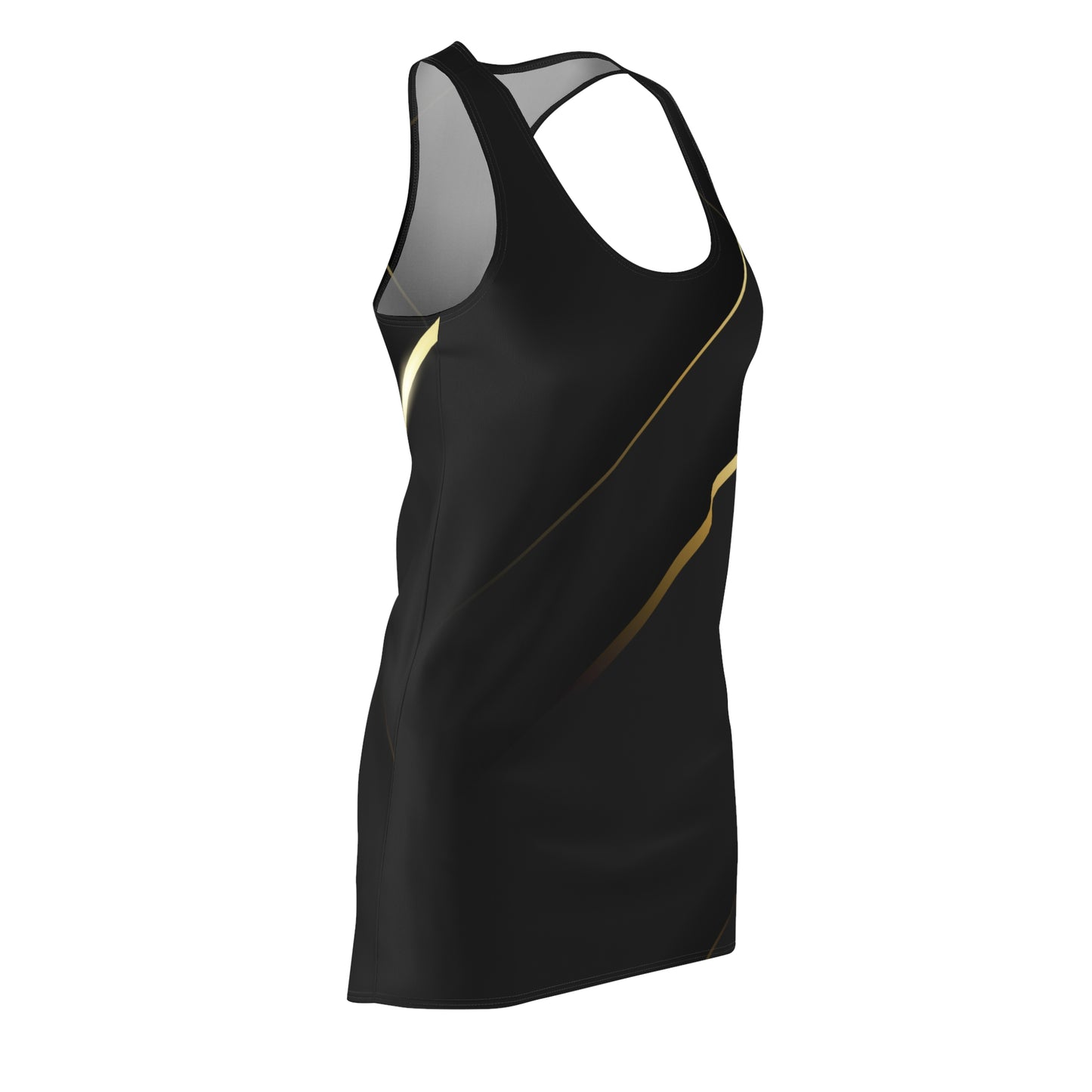 Chic Women's Racerback Dress - Elegant Black & Gold, Summer Party Dress, Casual Outfit, Wedding Guest, Stylish Gifts