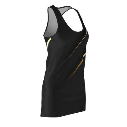 Chic Women's Racerback Dress - Elegant Black & Gold, Summer Party Dress, Casual Outfit, Wedding Guest, Stylish Gifts