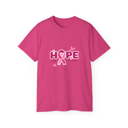 Hope for a Cure Tee, Breast Cancer Awareness Shirt, Cotton T-Shirt