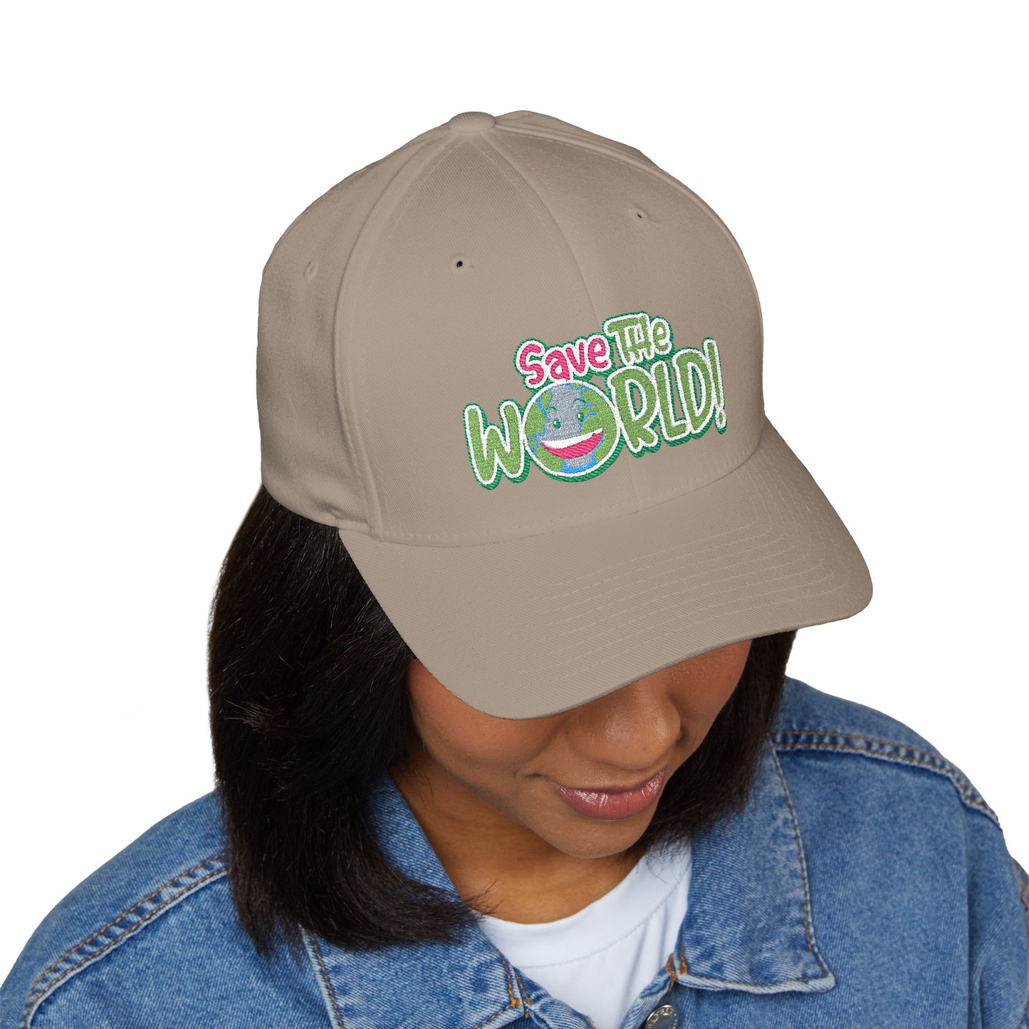 Eco-Friendly 'Save The World' Embroidered Cap, Sustainable Gift, Casual Style, Trendy Headwear
