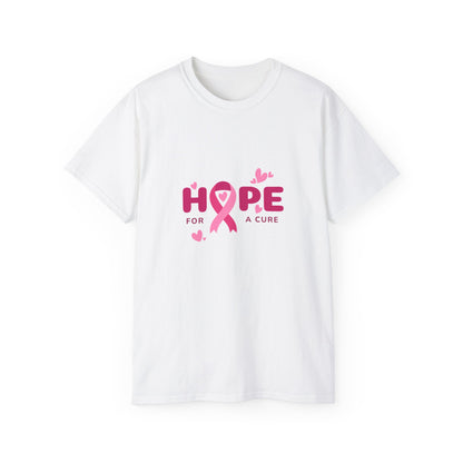 Hope for a Cure Tee, Breast Cancer Awareness Shirt, Cotton T-Shirt Printify