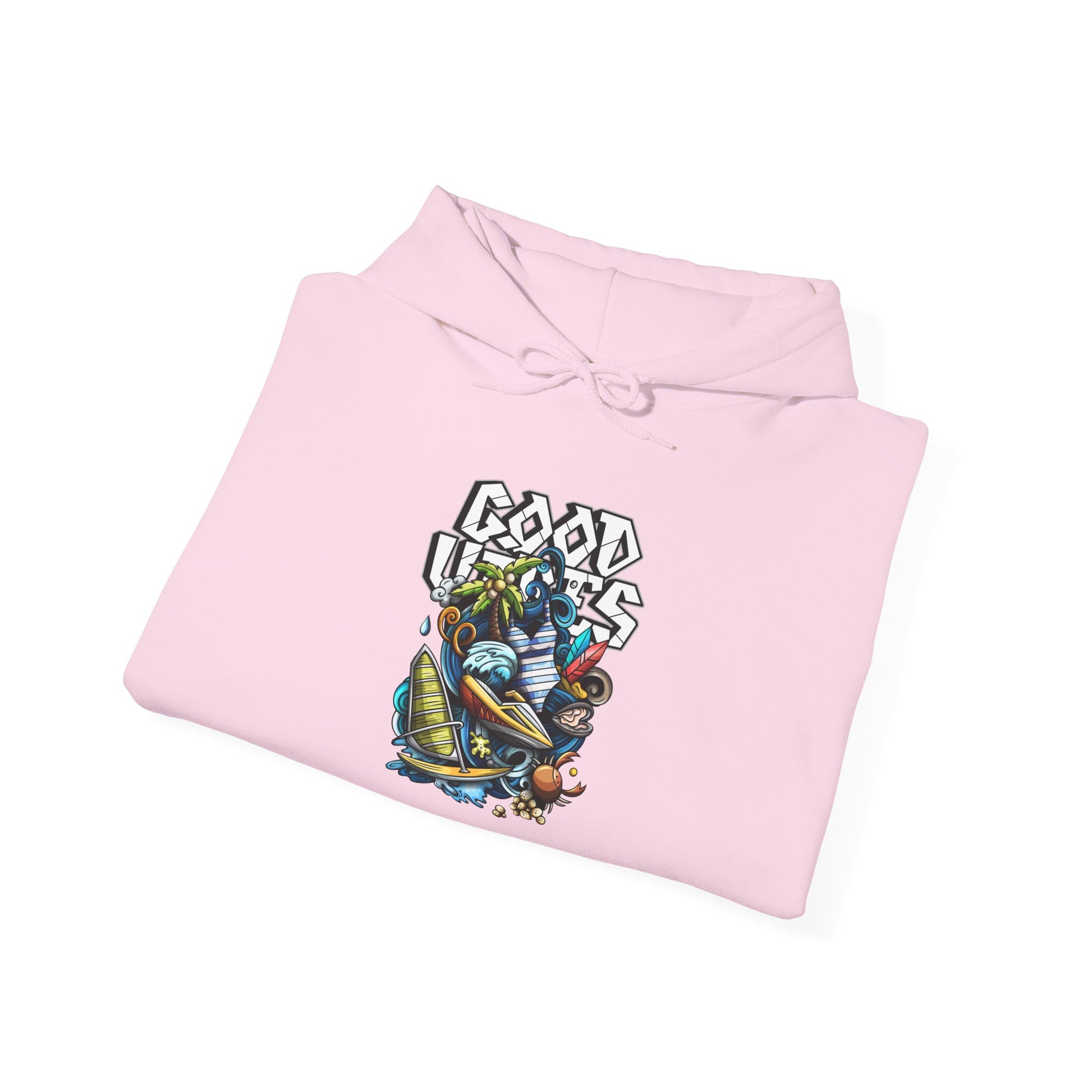 Good Vibes Graffiti Hoodie Sweatshirt, Cozy, Casual Gift, Relaxation Apparel Printify