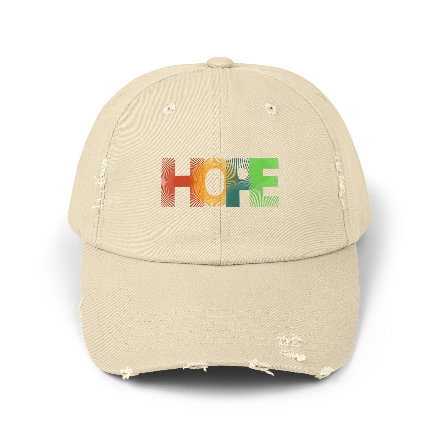Unisex Distressed Cap with 'HOPE' Design - Trendy Adjustable Hat for Everyday Wear Printify