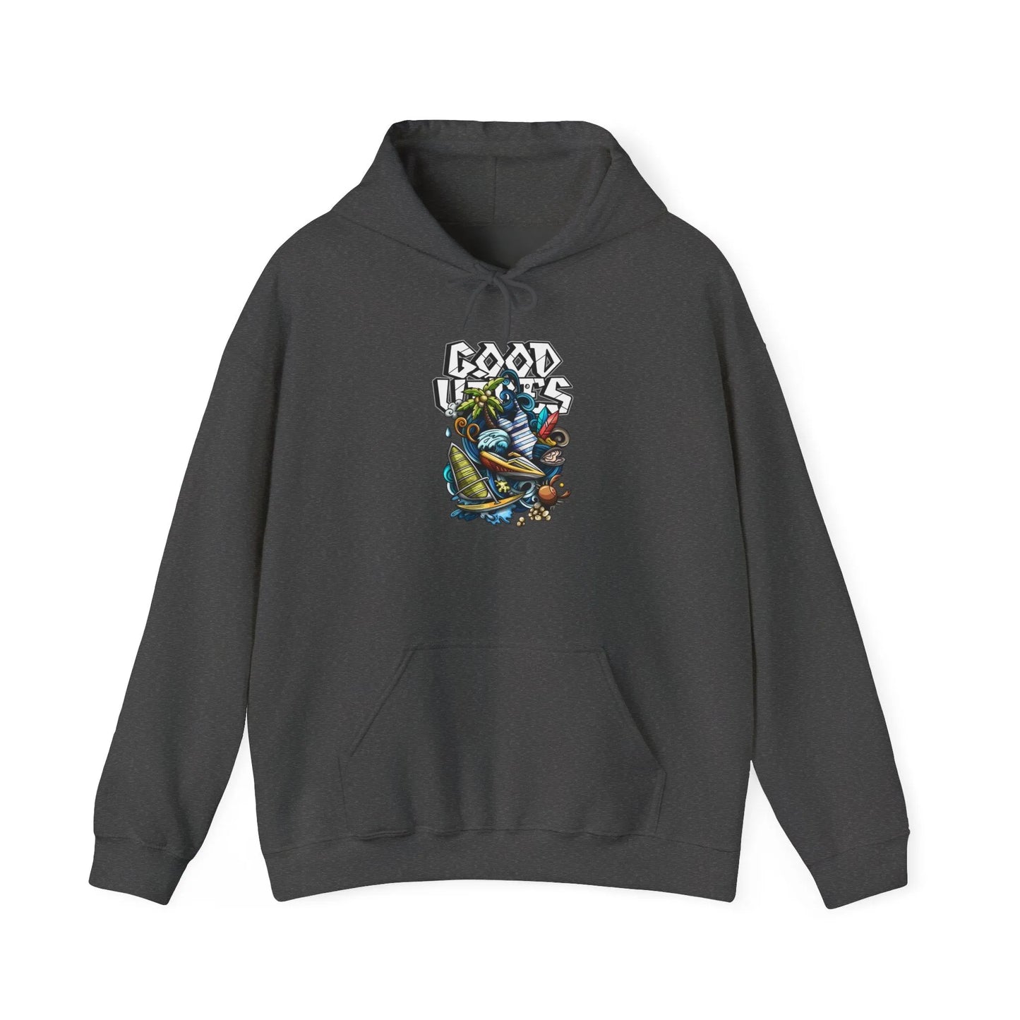 Good Vibes Graffiti Hoodie Sweatshirt, Cozy, Casual Gift, Relaxation Apparel Printify Good Vibes Graffiti Hoodie Sweatshirt, Cozy, Casual Gift, Relaxation Apparel Printify