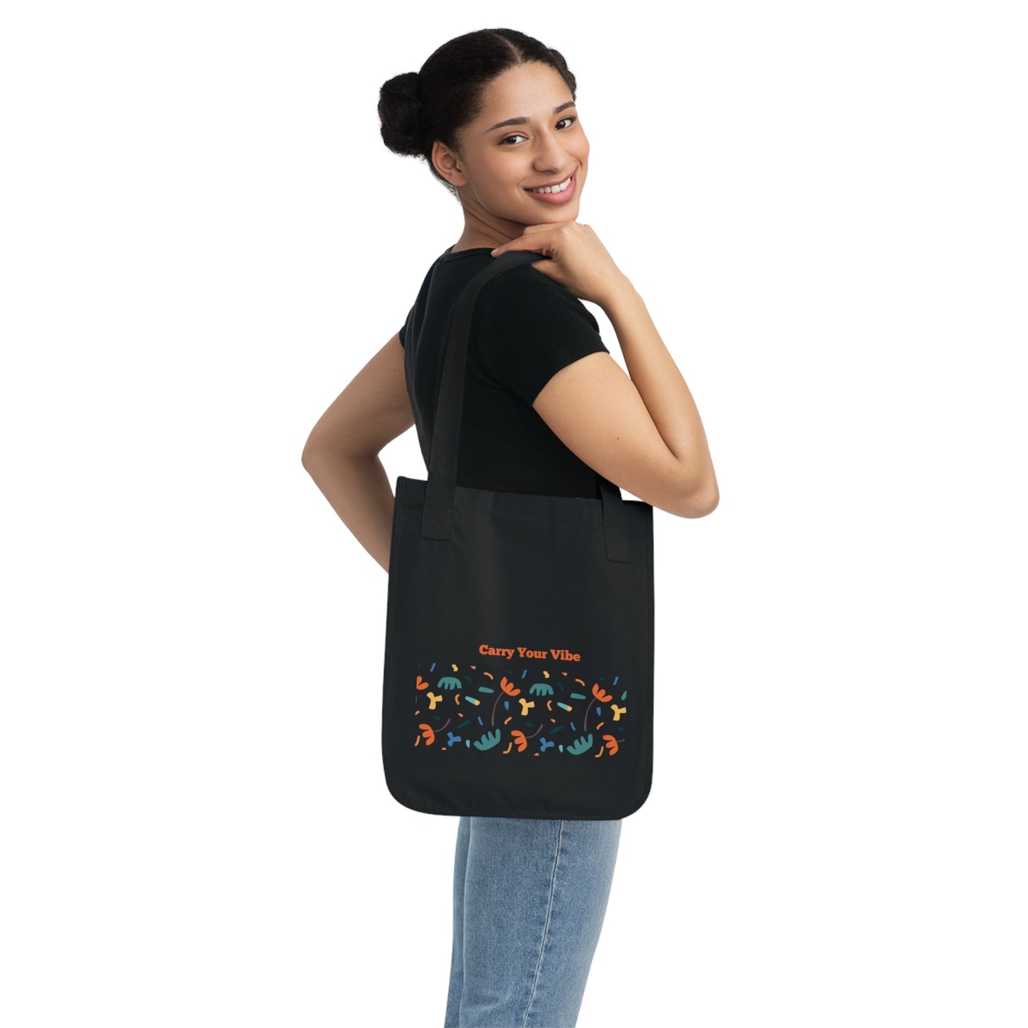 Organic Canvas Tote Bag with Design - Eco-Friendly  Reusable