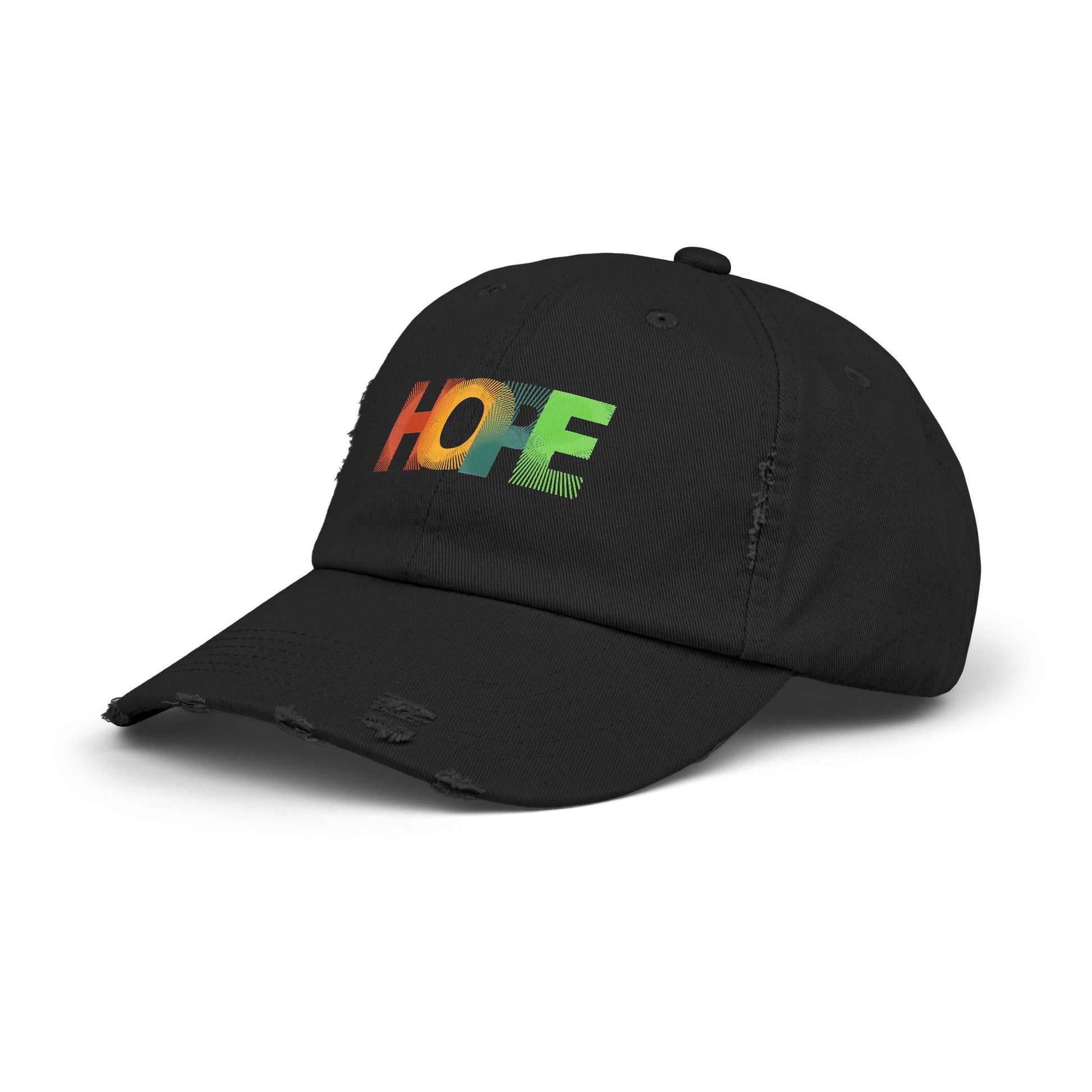 Unisex Distressed Cap with 'HOPE' Design - Trendy Adjustable Hat for Everyday Wear Printify