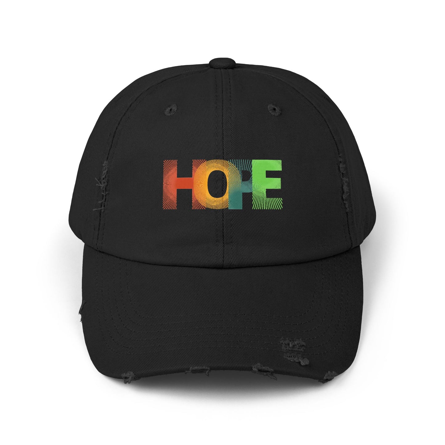 Unisex Distressed Cap with 'HOPE' Design - Trendy Adjustable Hat for Everyday Wear