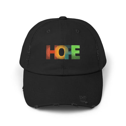 Unisex Distressed Cap with 'HOPE' Design - Trendy Adjustable Hat for Everyday Wear