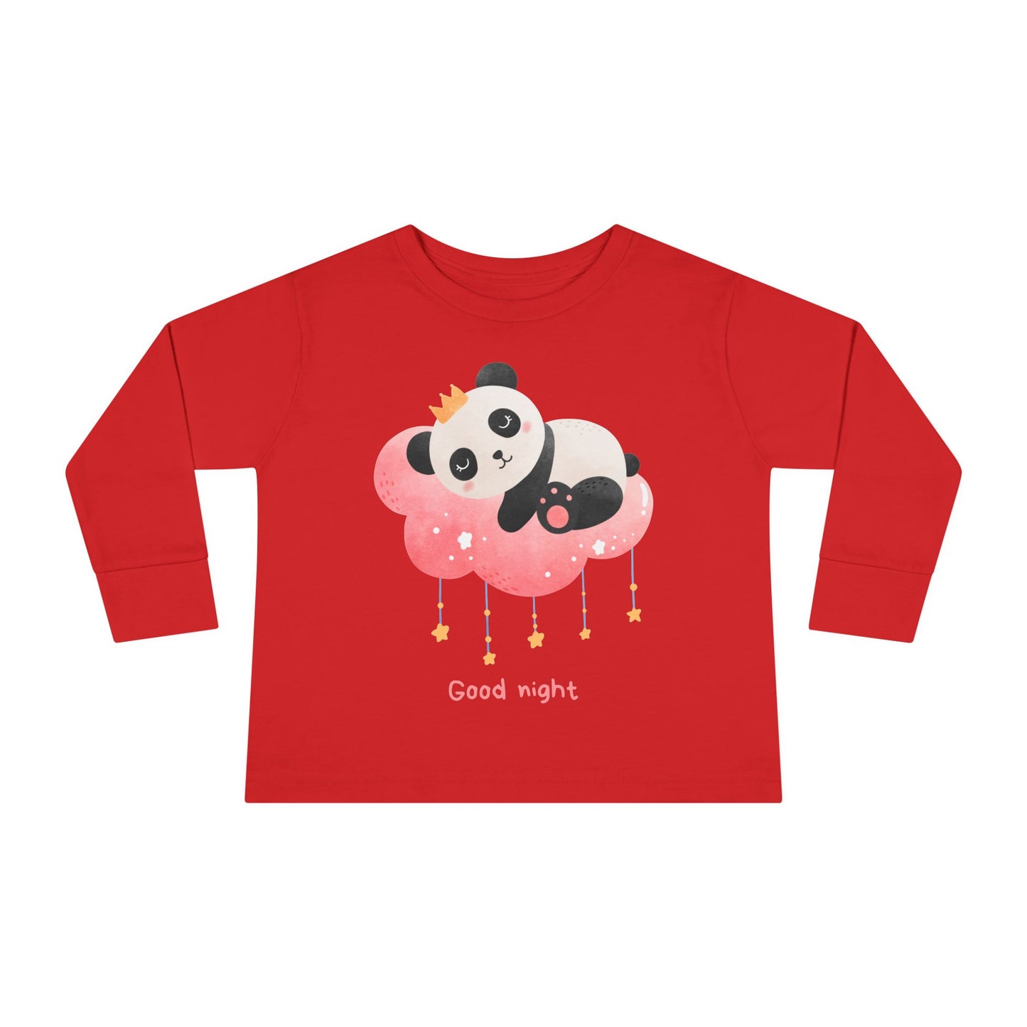 Cute Panda Toddler Long Sleeve Tee, Toddler Apparel, Goodnight Tee Printify