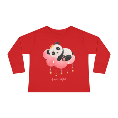 Cute Panda Toddler Long Sleeve Tee, Toddler Apparel, Goodnight Tee Printify