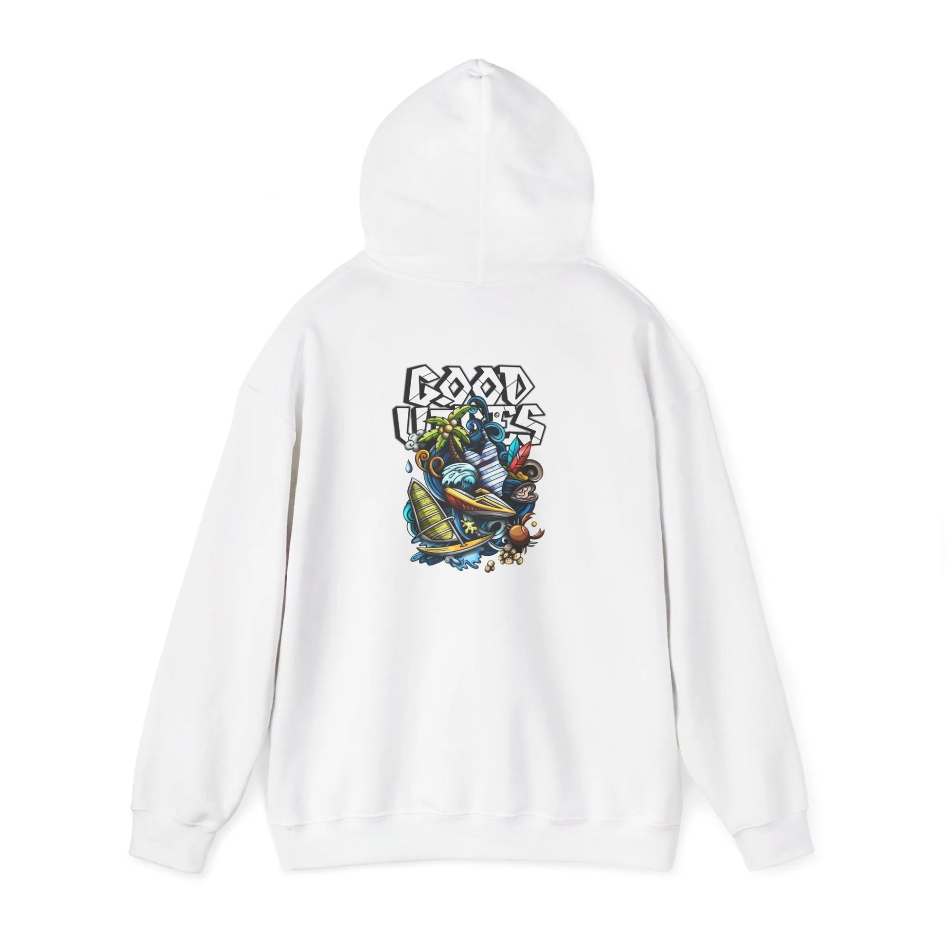 Good Vibes Graffiti Hoodie Sweatshirt, Cozy, Casual Gift, Relaxation Apparel Printify Good Vibes Graffiti Hoodie Sweatshirt, Cozy, Casual Gift, Relaxation Apparel Printify