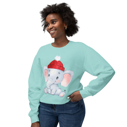 Adorable Elephant Crewneck Sweatshirt, Cute Unisex Sweatshirt, Cozy Lightweight Top