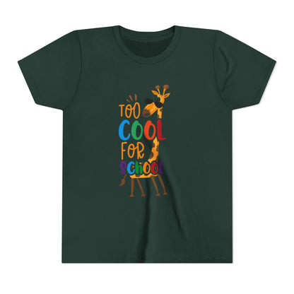 Youth Short Sleeve Tee, 'Too Cool for School' Kids T-shirt, Perfect for Back to School, Casual Wear Printify
