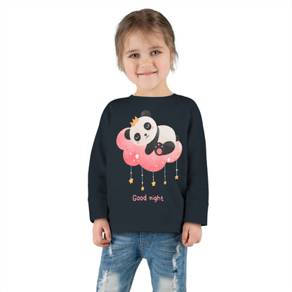 Cute Panda Toddler Long Sleeve Tee, Toddler Apparel, Goodnight Tee