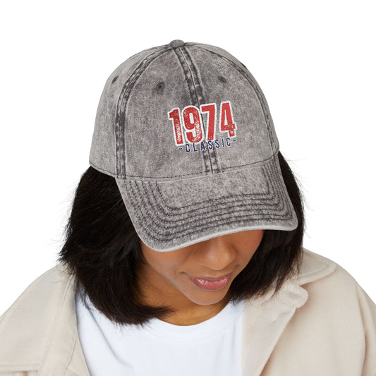 Vintage Embroidered Cap, Retro 1974 Baseball Hat, Unisex Adjustable Hat, Perfect for Casual Wear