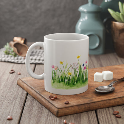 Floral Mug - Hand-painted Spring Design, Botanical Décor,Tea Time Favorite Printify