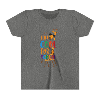 Youth Short Sleeve Tee, 'Too Cool for School' Kids T-shirt, Perfect for Back to School, Casual Wear Printify