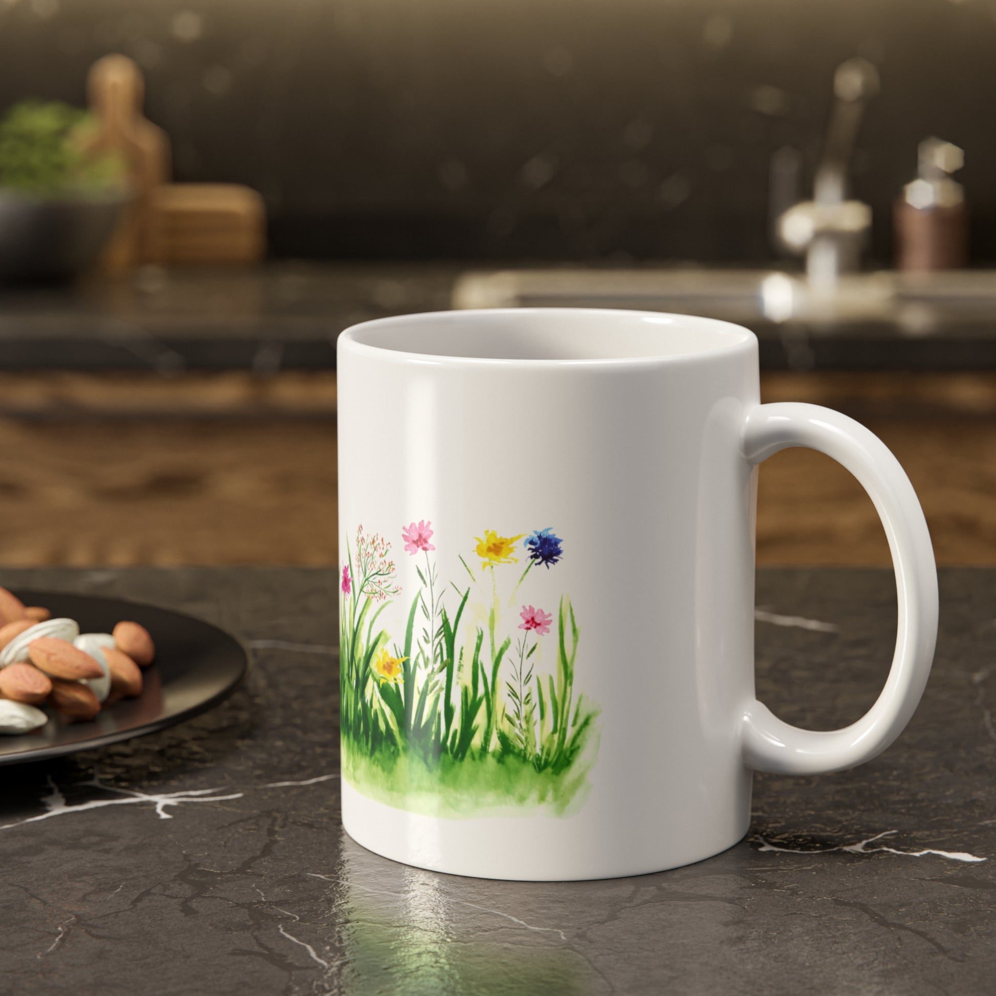 Floral Mug - Hand-painted Spring Design, Botanical Décor,Tea Time Favorite Printify