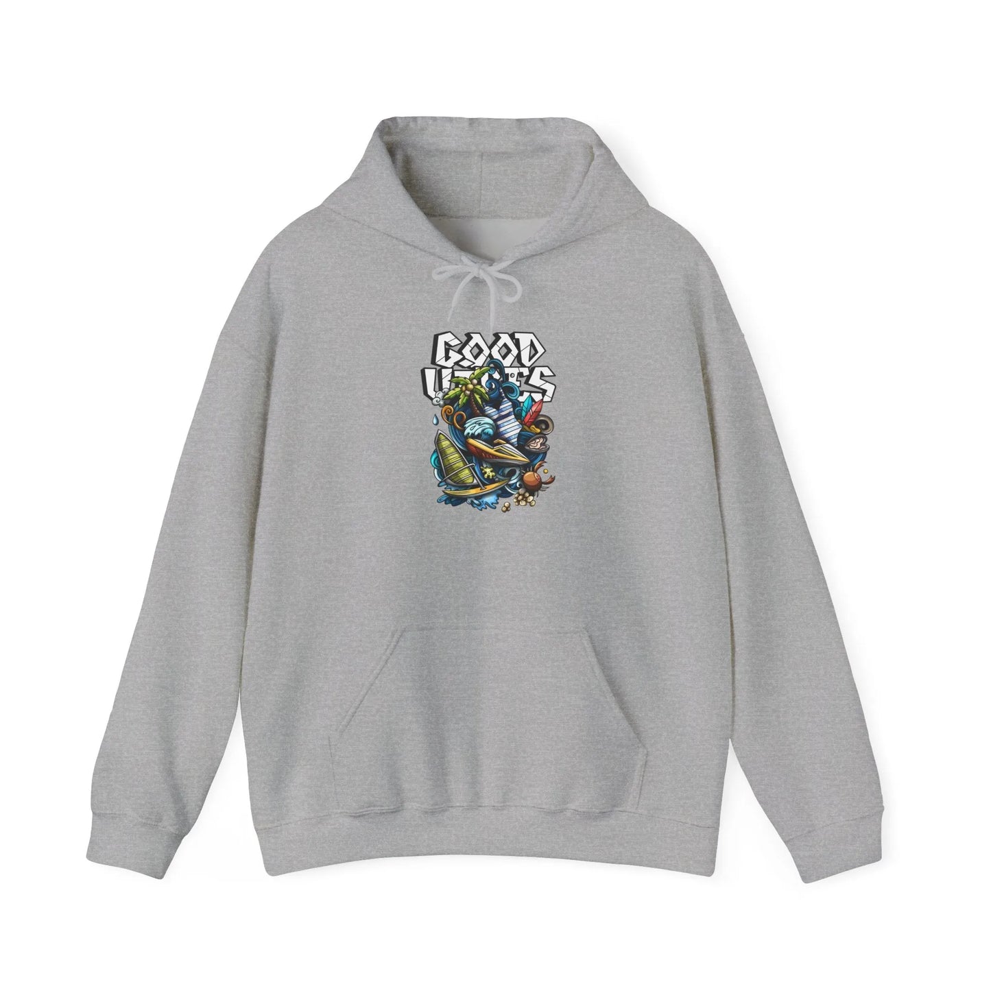 Good Vibes Graffiti Hoodie Sweatshirt, Cozy, Casual Gift, Relaxation Apparel Printify Good Vibes Graffiti Hoodie Sweatshirt, Cozy, Casual Gift, Relaxation Apparel Printify