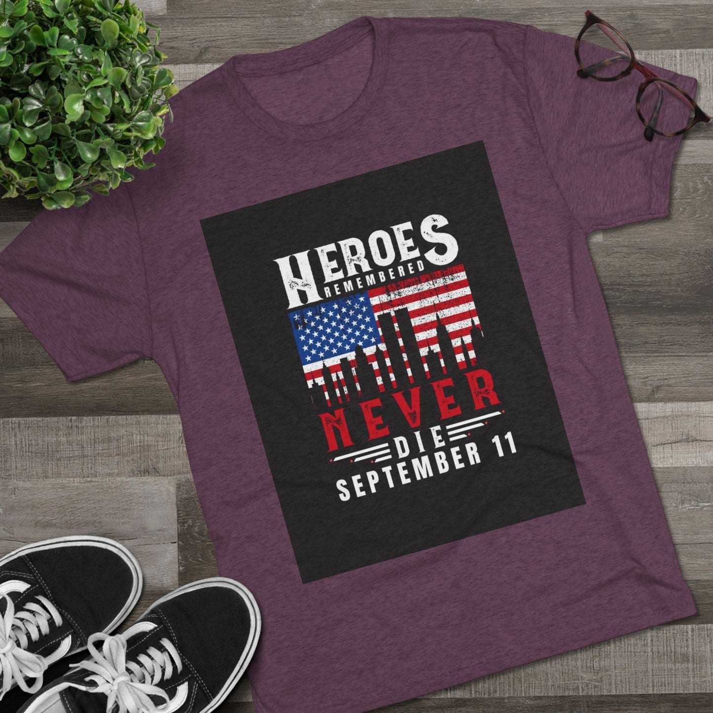 Heroes Remembered 9/11 Unisex Crew Tee, Patriot Tee, Memorial Shirt