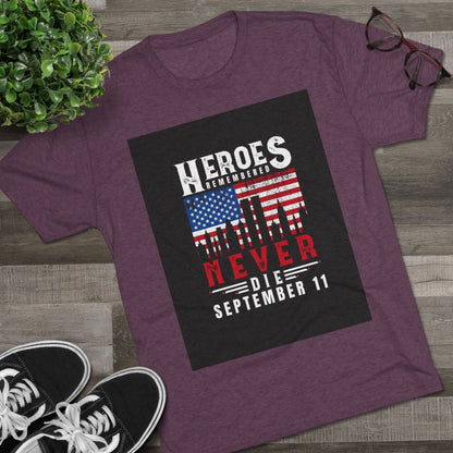 Heroes Remembered 9/11 Unisex Crew Tee, Patriot Tee, Memorial Shirt