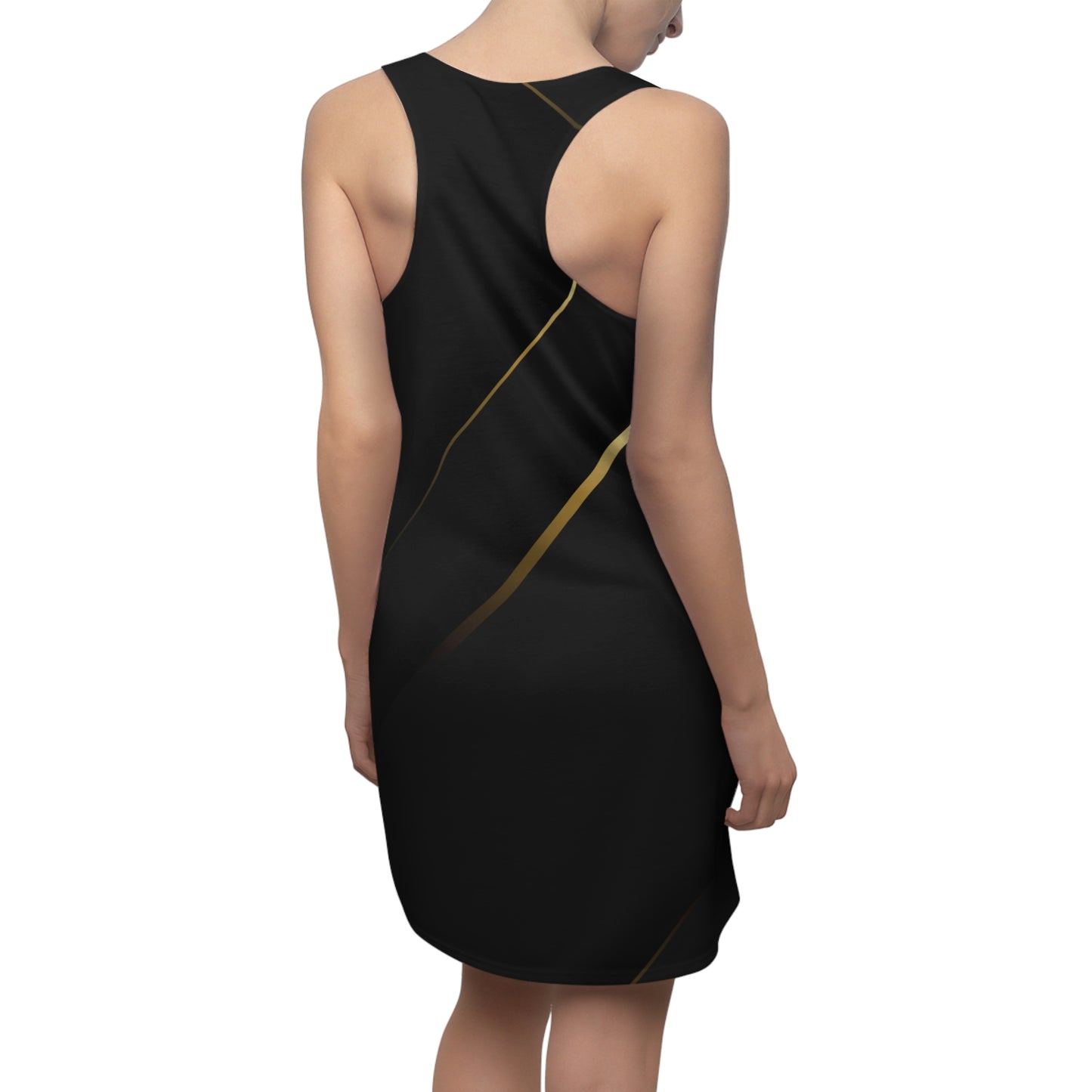 Chic Women's Racerback Dress - Elegant Black & Gold, Summer Party Dress, Casual Outfit, Wedding Guest, Stylish Gifts