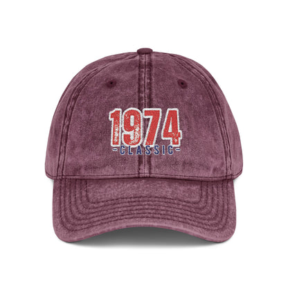 Vintage Embroidered Cap, Retro 1974 Baseball Hat, Unisex Adjustable Hat, Perfect for Casual Wear