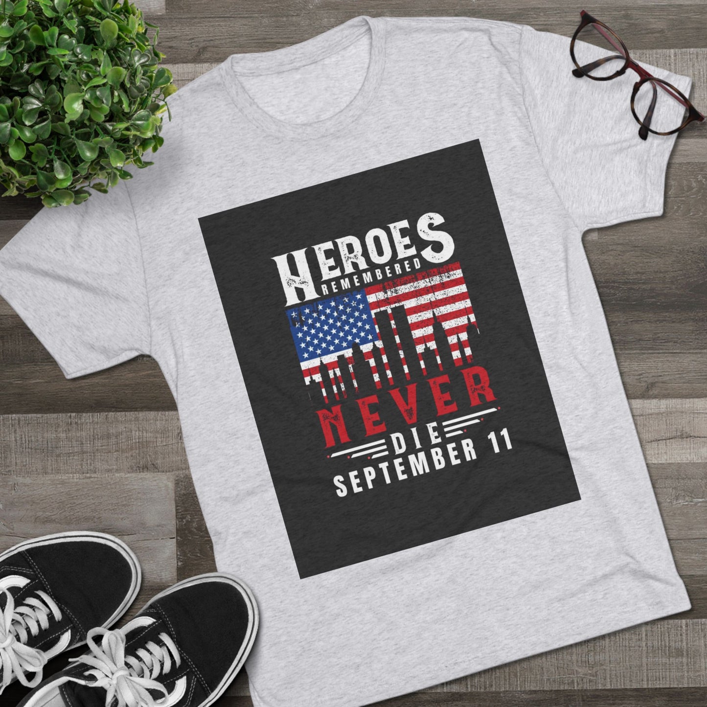 Heroes Remembered 9/11 Unisex Crew Tee, Patriot Tee, Memorial Shirt