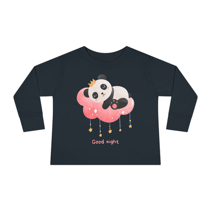 Cute Panda Toddler Long Sleeve Tee, Toddler Apparel, Goodnight Tee