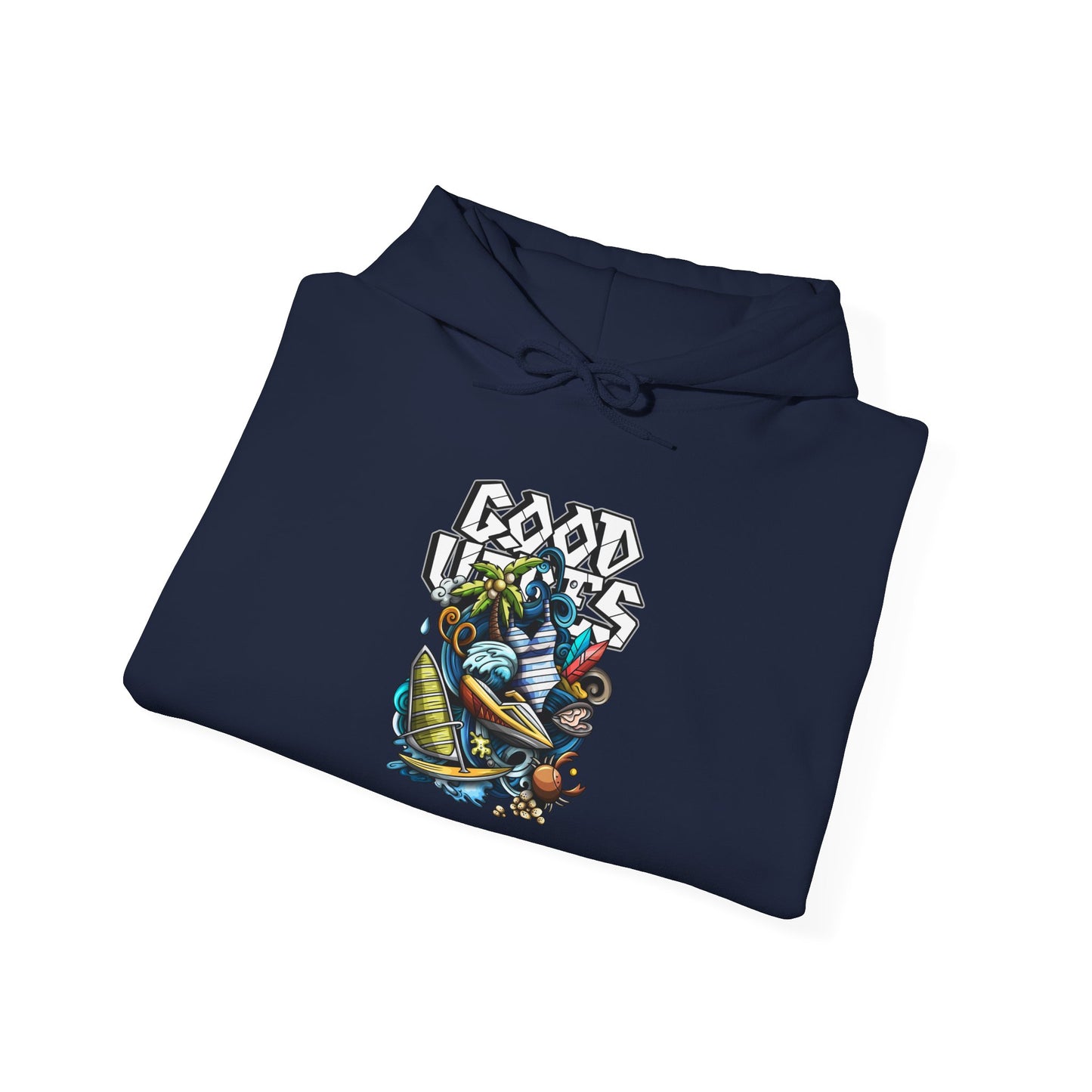 Good Vibes Graffiti Hoodie Sweatshirt, Cozy, Casual Gift, Relaxation Apparel Printify
