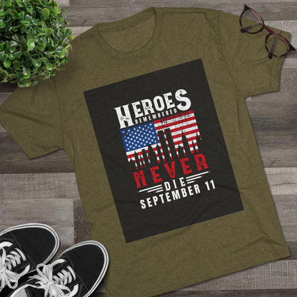 Heroes Remembered 9/11 Unisex Crew Tee, Patriot Tee, Memorial Shirt