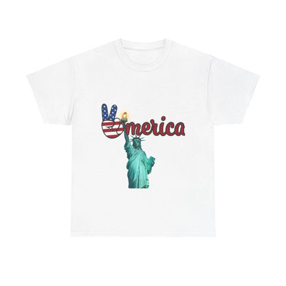 Patriotic Peace Tee, Unisex Cotton T-Shirt, Casual Wear, Gift for Americans Printify Patriotic Peace Tee, Unisex Cotton T-Shirt, Casual Wear, Gift for Americans Printify