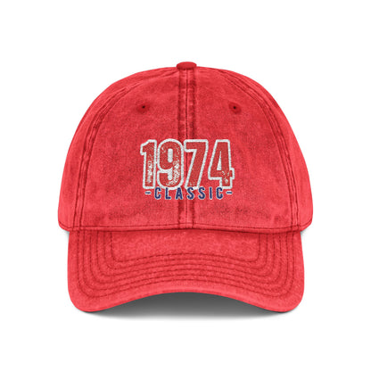Vintage Embroidered Cap, Retro 1974 Baseball Hat, Unisex Adjustable Hat, Perfect for Casual Wear