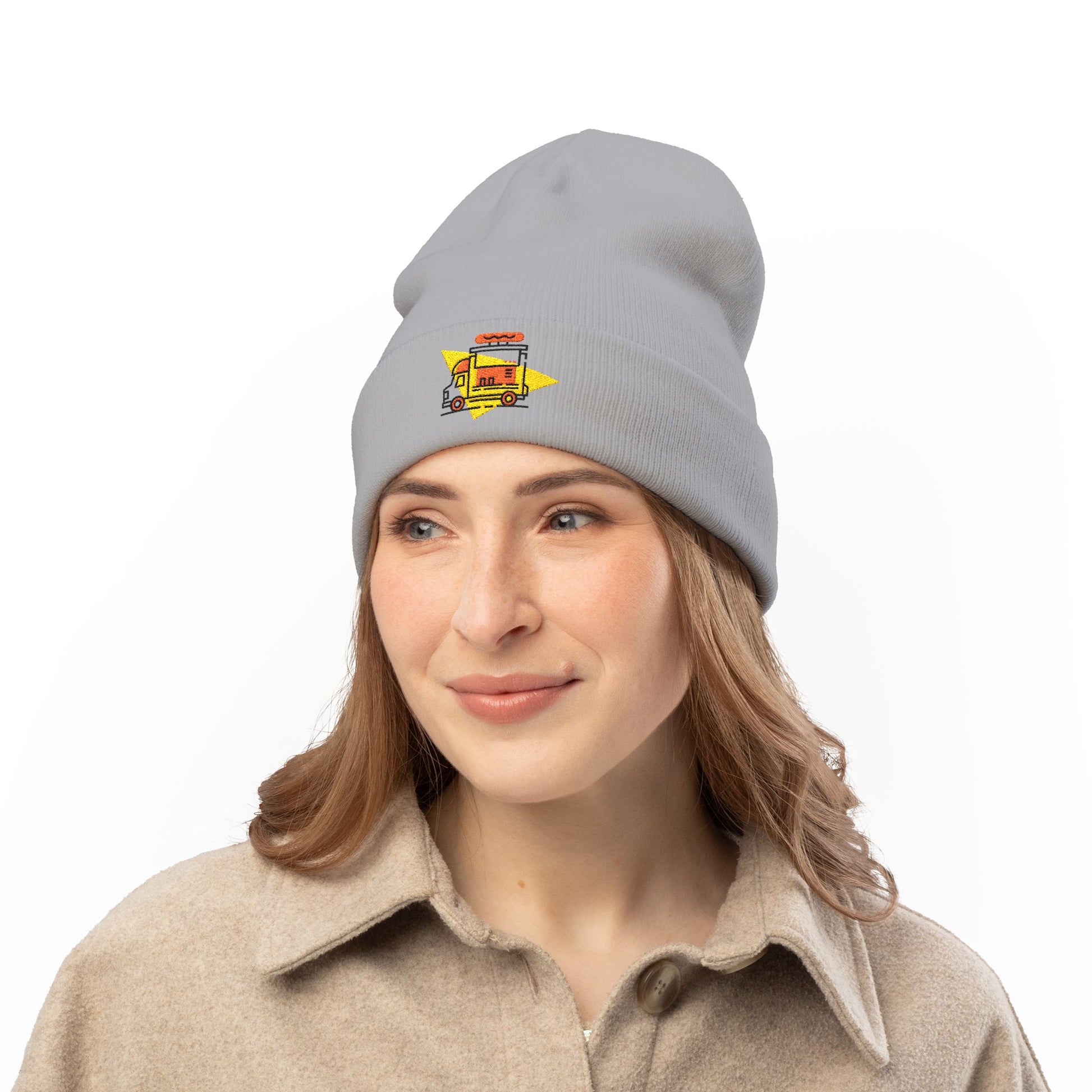 Embroidered Food Truck Beanie - Cozy Knit , Winter Accessory, Casual Outing Printify