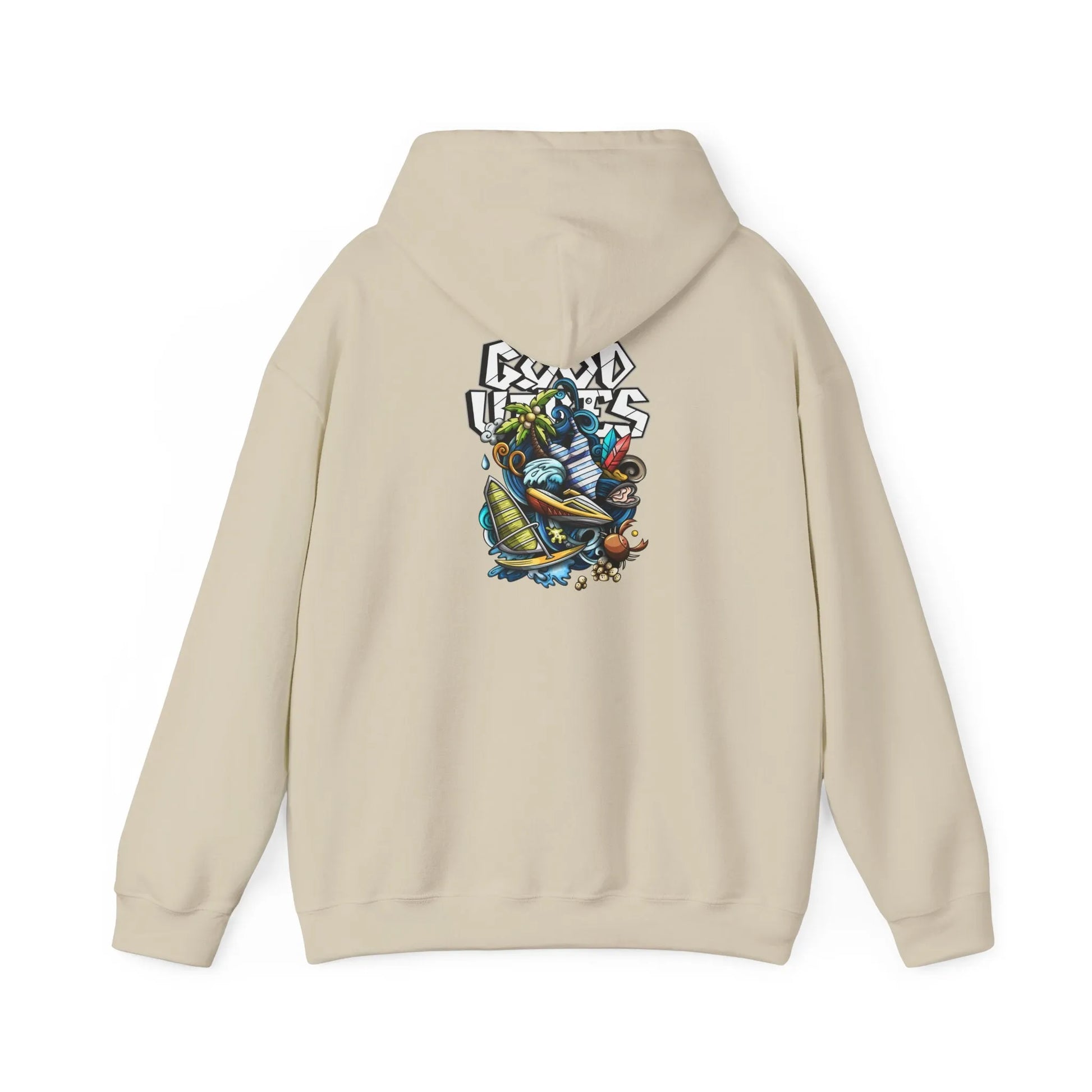 Good Vibes Graffiti Hoodie Sweatshirt, Cozy, Casual Gift, Relaxation Apparel Printify Good Vibes Graffiti Hoodie Sweatshirt, Cozy, Casual Gift, Relaxation Apparel Printify