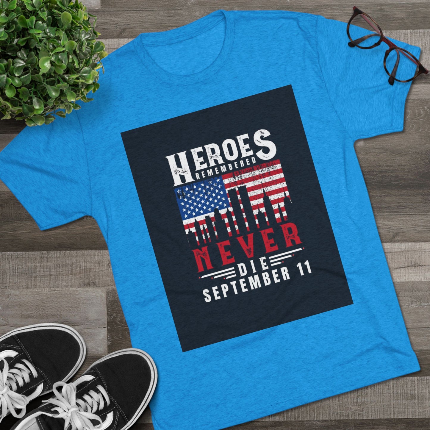 Heroes Remembered 9/11 Unisex Crew Tee, Patriot Tee, Memorial Shirt