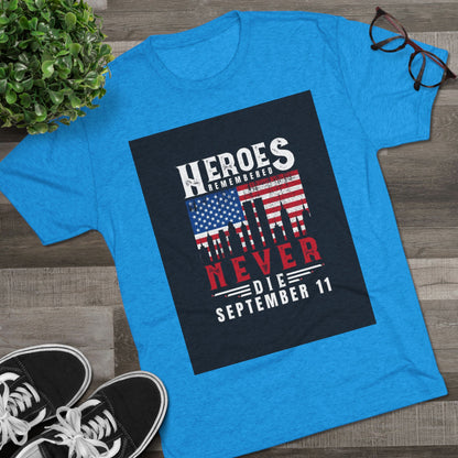 Heroes Remembered 9/11 Unisex Crew Tee, Patriot Tee, Memorial Shirt