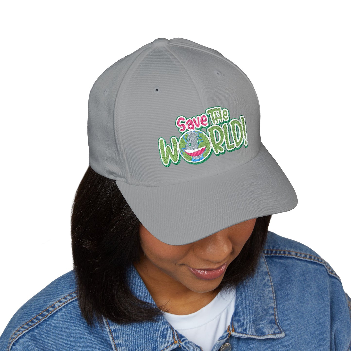 Eco-Friendly 'Save The World' Embroidered Cap, Sustainable Gift, Casual Style, Trendy Headwear