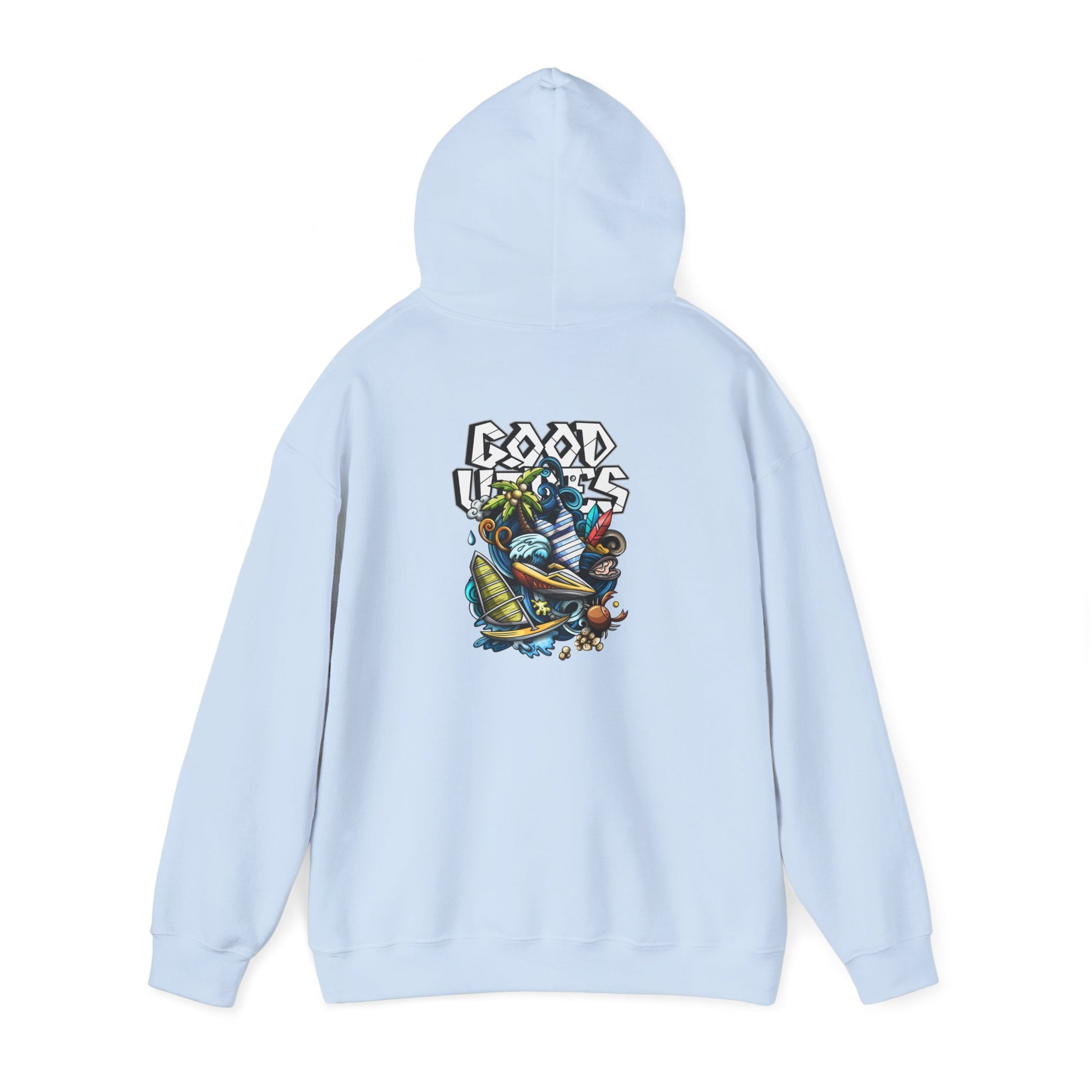 Good Vibes Graffiti Hoodie Sweatshirt, Cozy, Casual Gift, Relaxation Apparel Printify