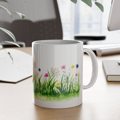 Floral Mug - Hand-painted Spring Design, Botanical Décor,Tea Time Favorite Printify