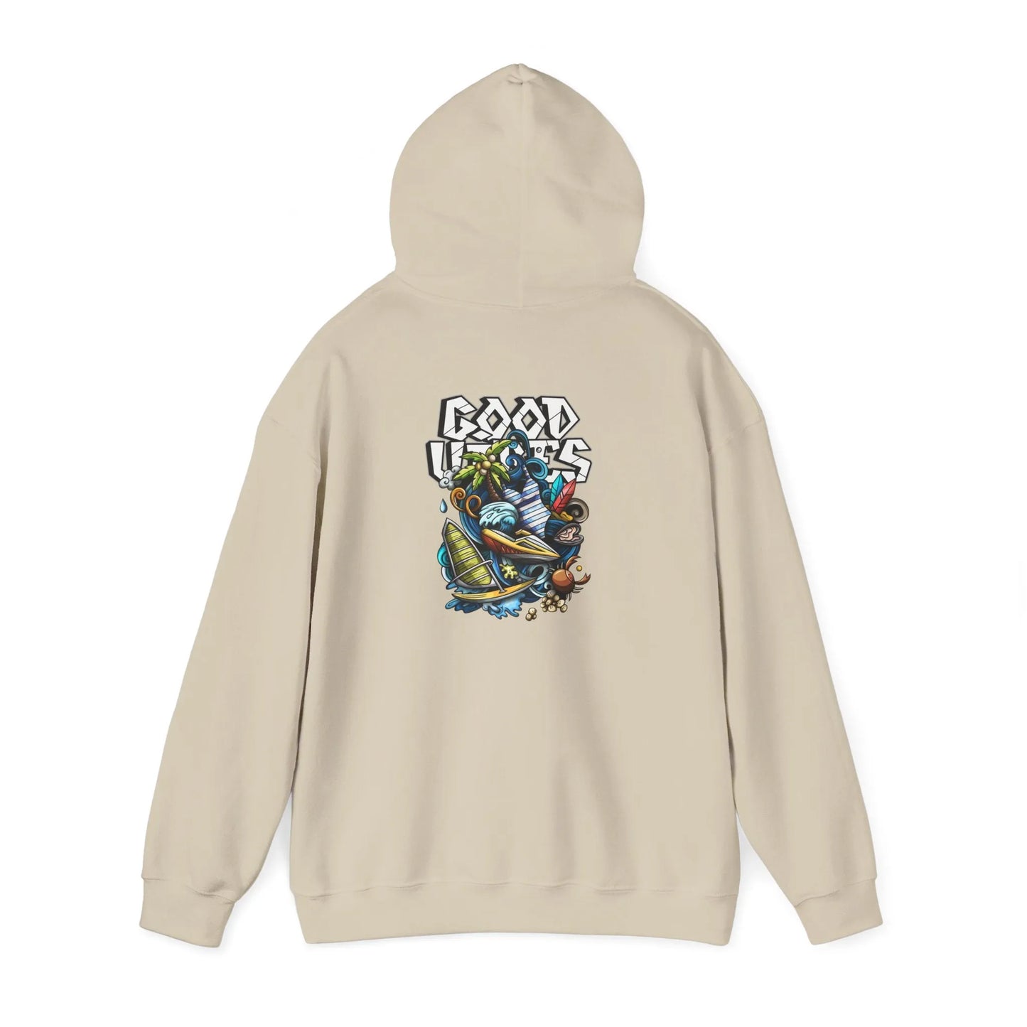 Good Vibes Graffiti Hoodie Sweatshirt, Cozy, Casual Gift, Relaxation Apparel Printify Good Vibes Graffiti Hoodie Sweatshirt, Cozy, Casual Gift, Relaxation Apparel Printify