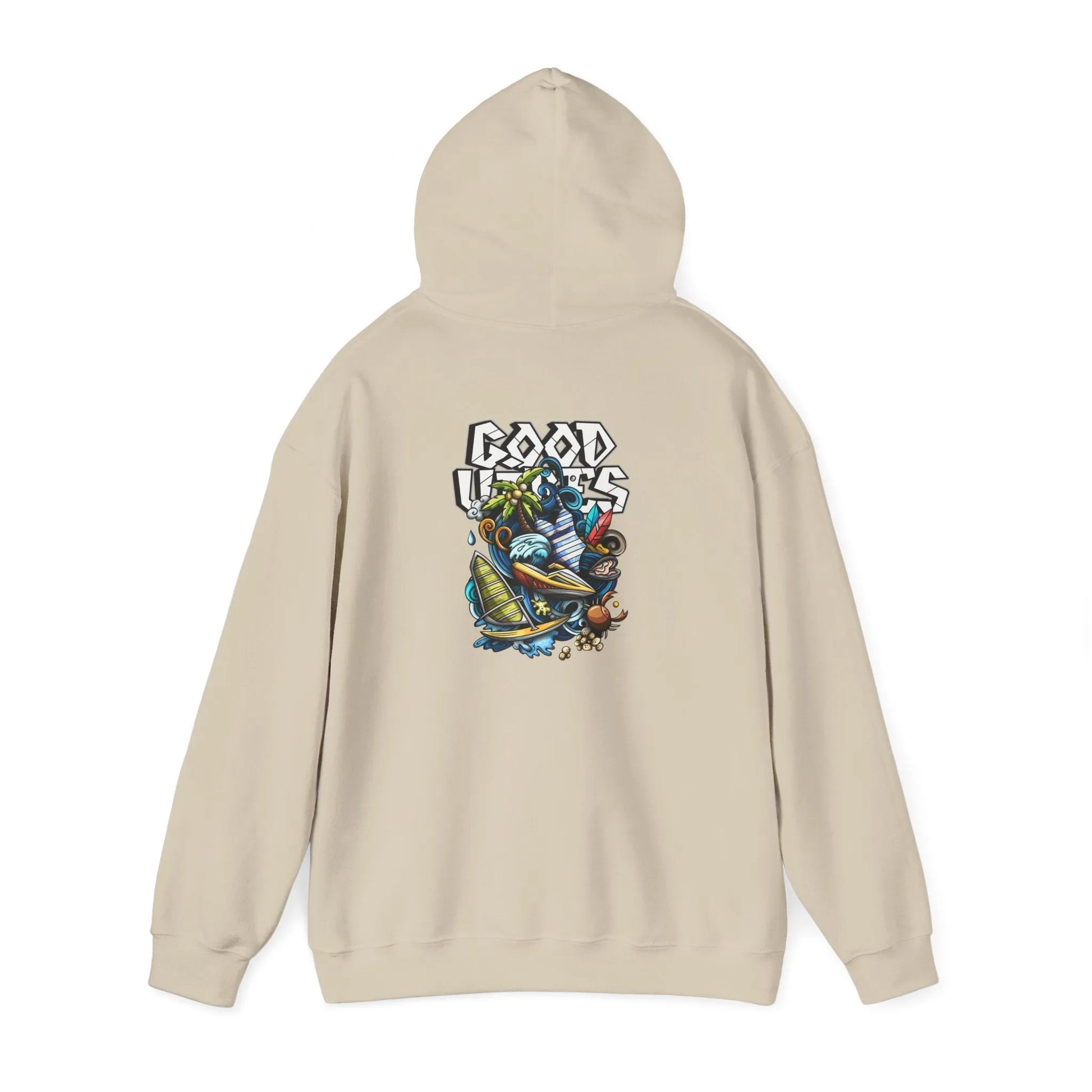 Good Vibes Graffiti Hoodie Sweatshirt, Cozy, Casual Gift, Relaxation Apparel Printify Good Vibes Graffiti Hoodie Sweatshirt, Cozy, Casual Gift, Relaxation Apparel Printify